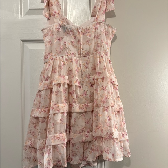 TRIXXI FLORAL TIERED TIED RUFFLE MINI DRESS SIZE 7 - Picture 2 of 7